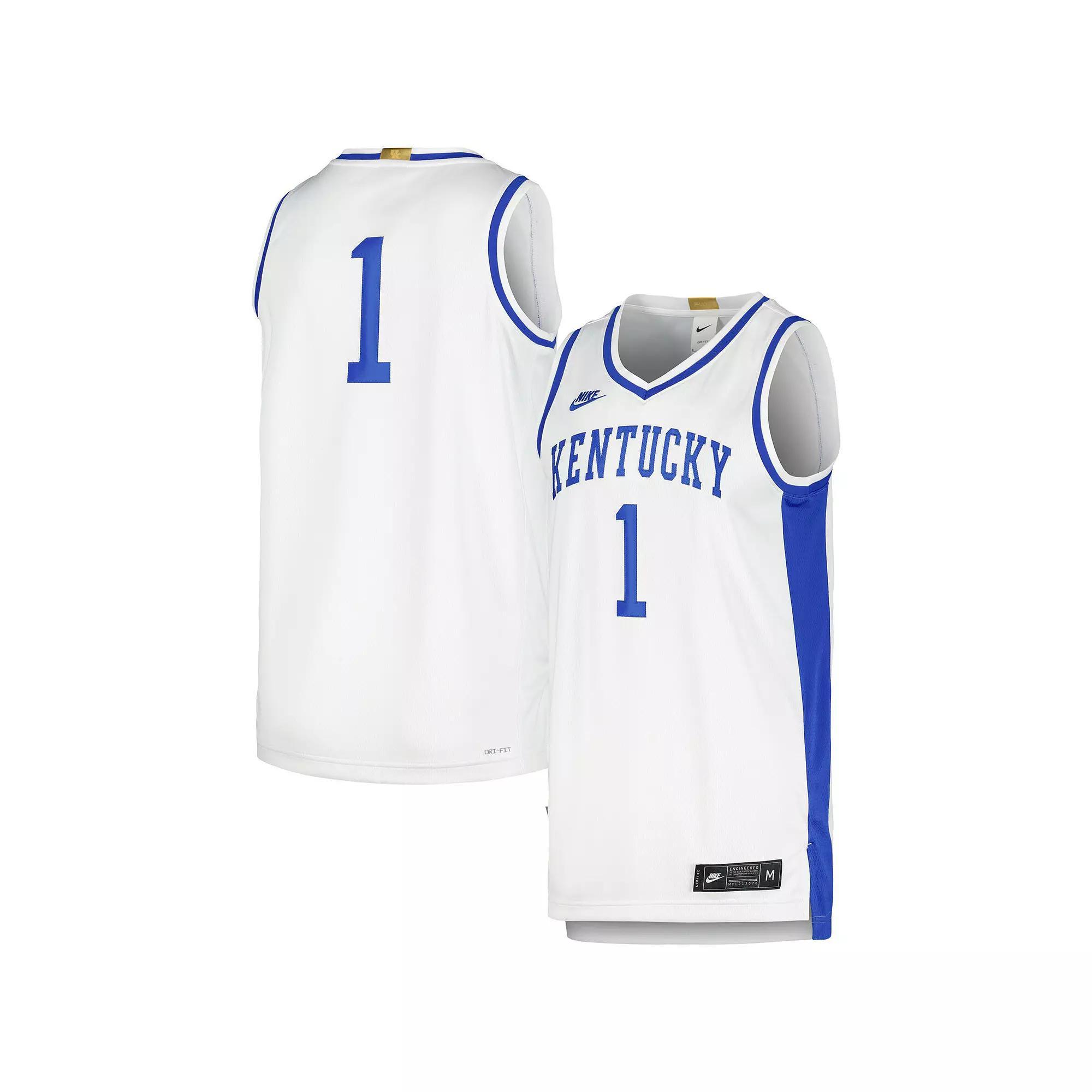 Men's Nike White #1 Kentucky Wildcats Limited Retro Jersey, Size: Small Product Image