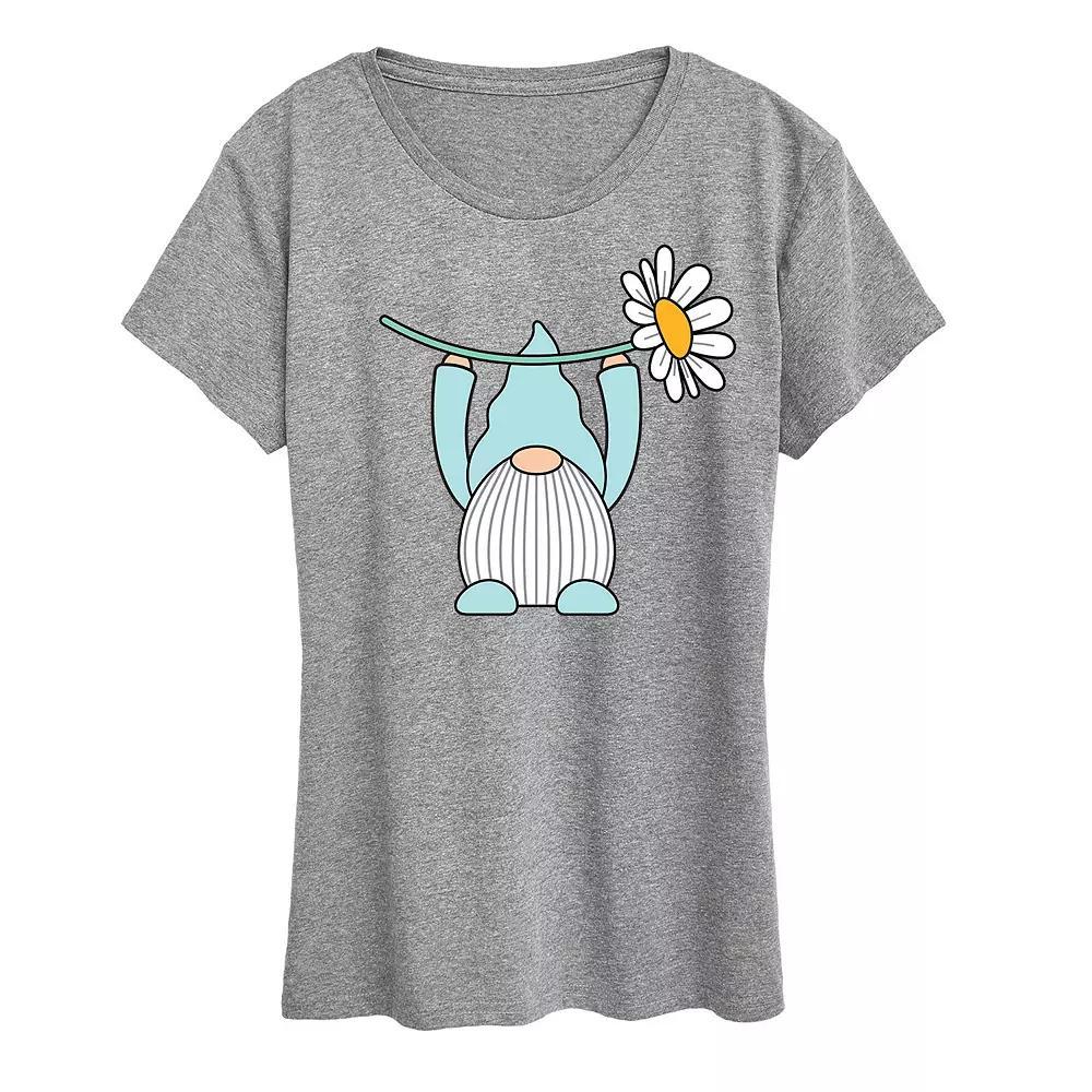 Women's Gnome Holding Daisy Graphic Tee,  Product Image