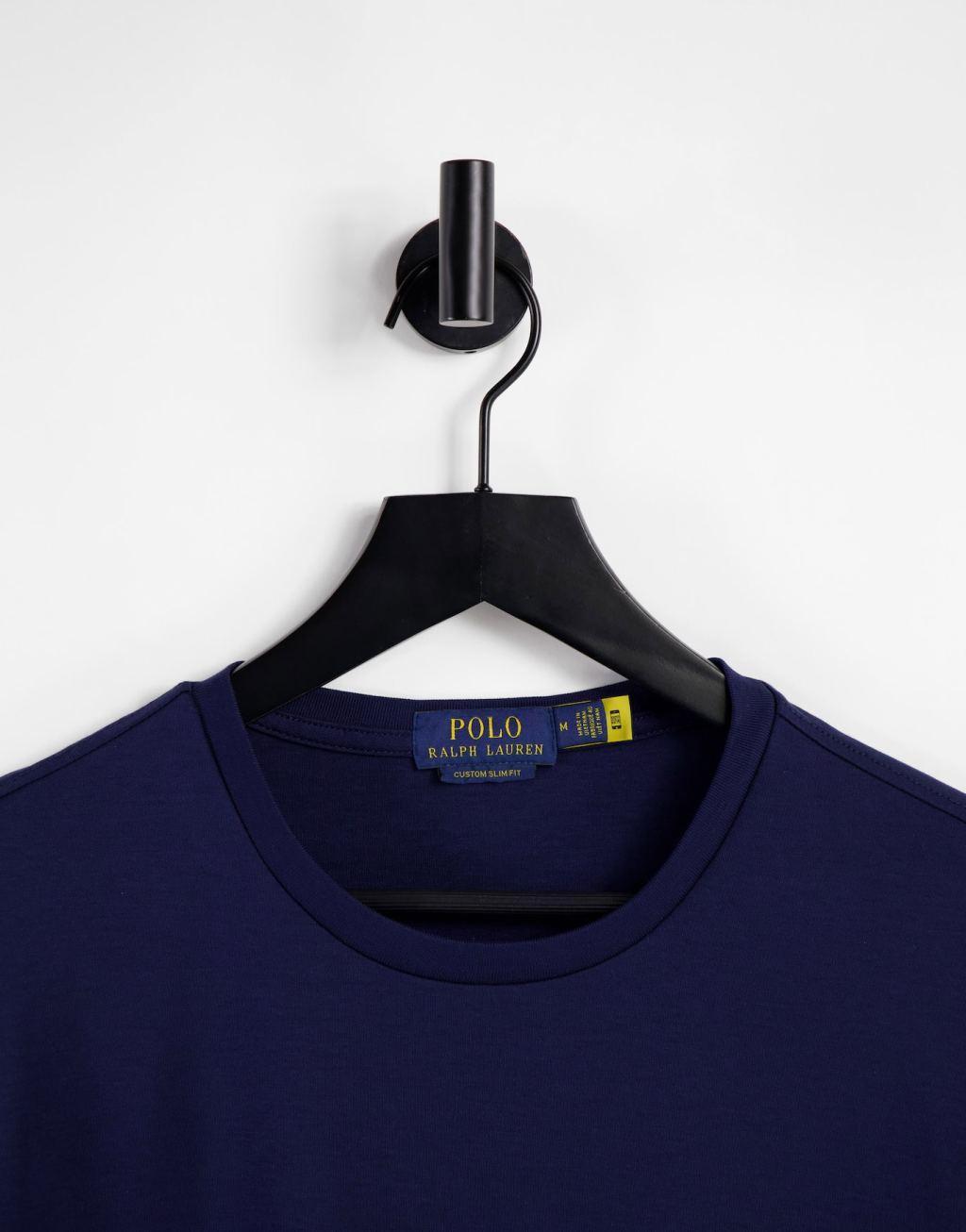 Polo Ralph Lauren multi player logo pima jersey t-shirt in navy Product Image