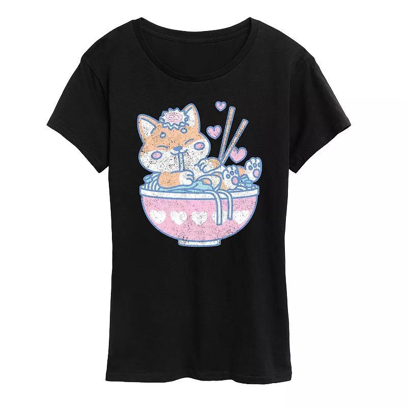 Womens Kawaii Ramen Shiba Inu Graphic Tee Product Image