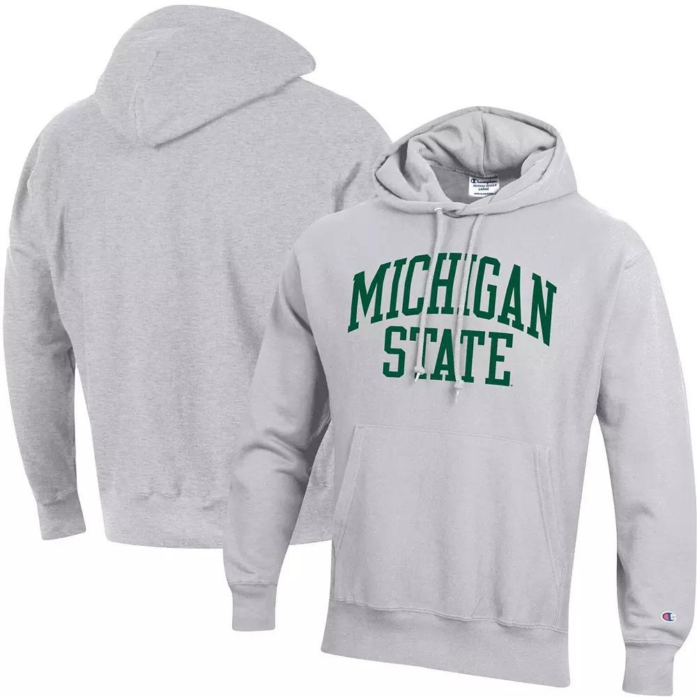 Men's Champion Heathered Gray Michigan State Spartans Team Arch Reverse Weave Pullover Hoodie, Size: Small, Grey Product Image