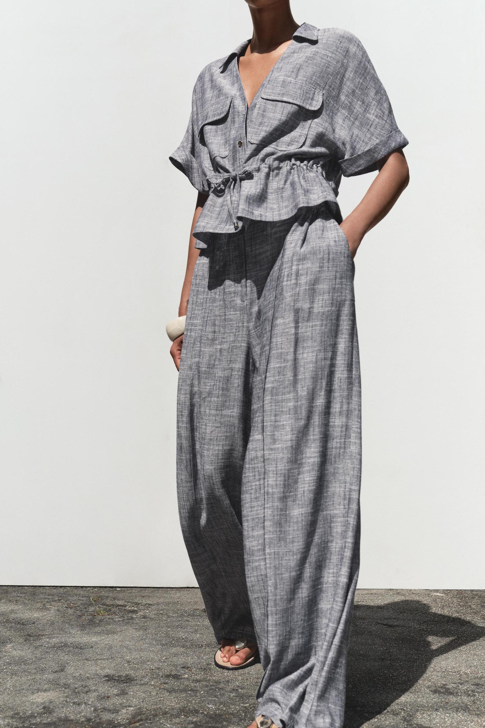 WIDE LEG LINEN PANTS Product Image