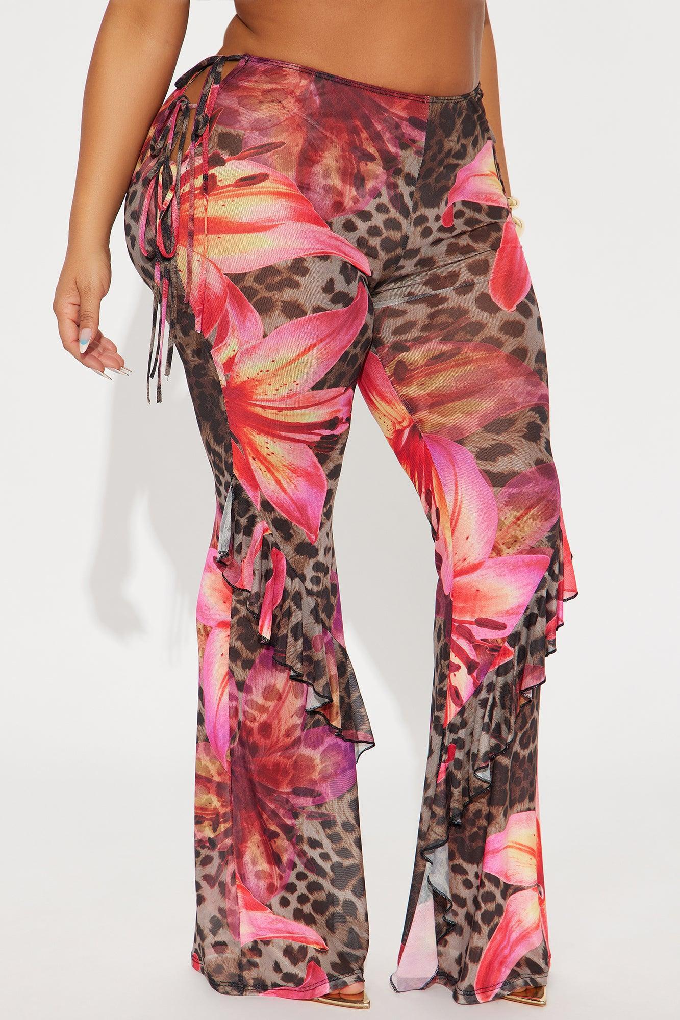 Itati Leopard Mesh Flare Pant - Brown/combo Product Image
