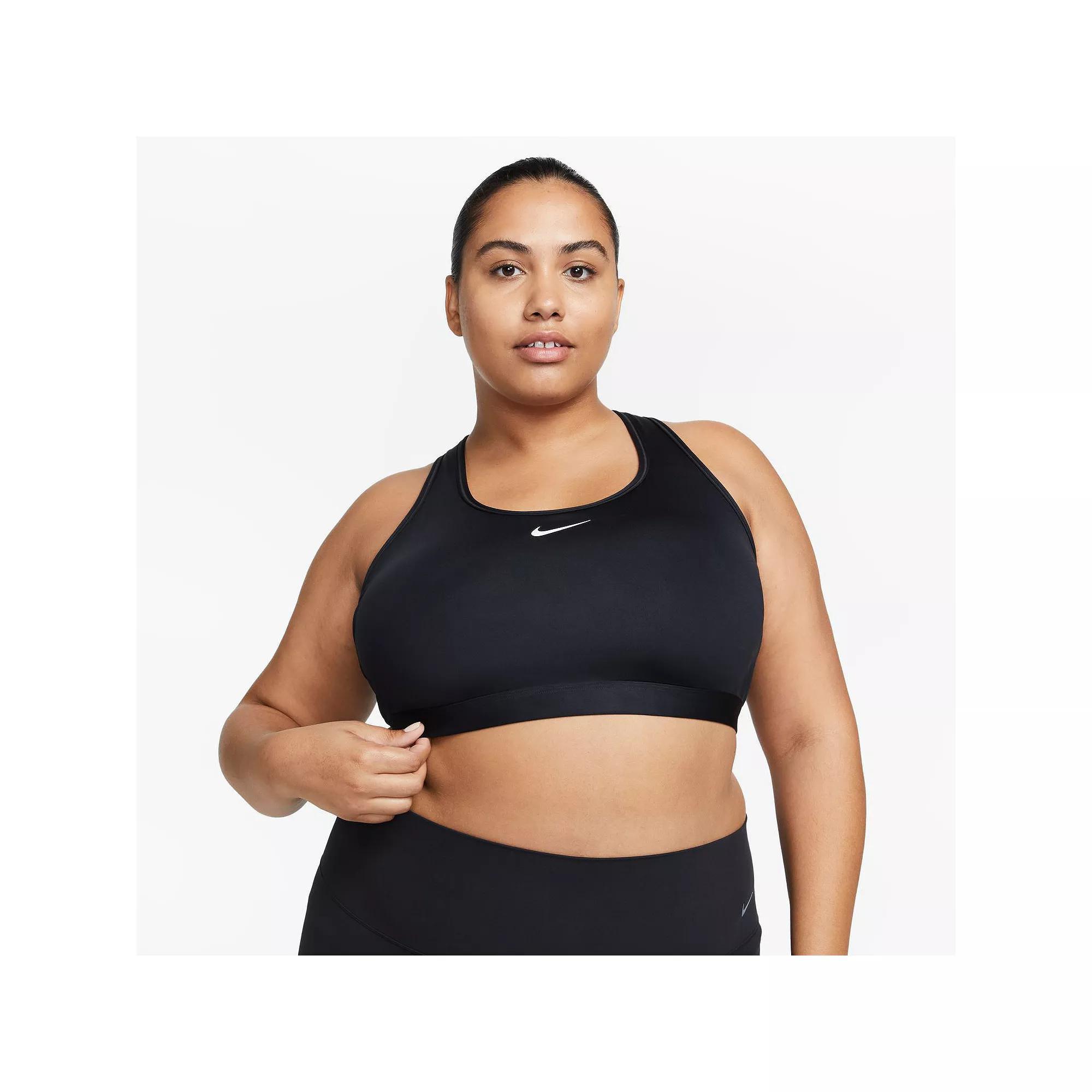 Plus Size Nike Swoosh Medium Padded Sports Bra, Women's, Size: 1XL, Black Product Image