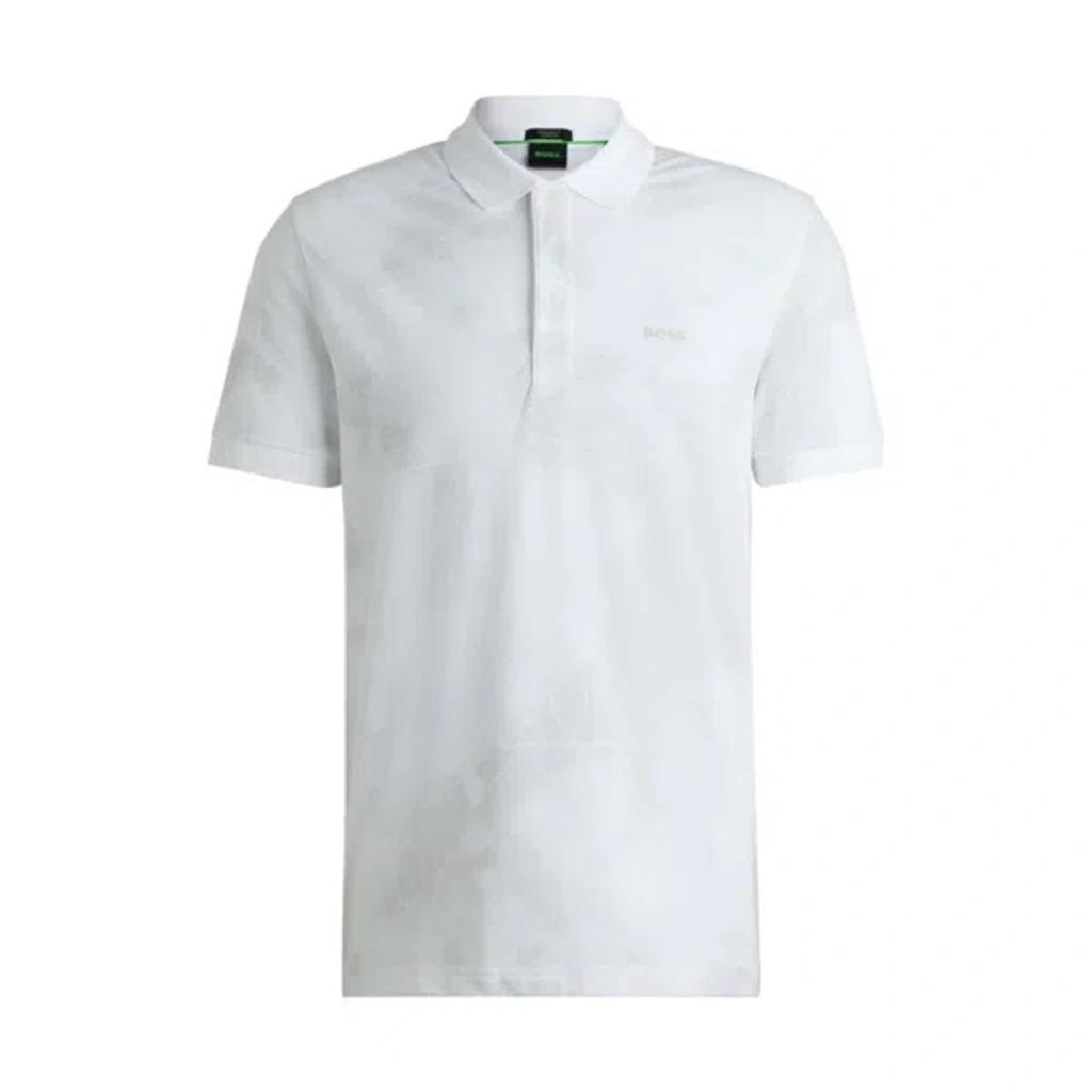 HUGO BOSS Polo Shirt With Decorative Reflective Print In White Product Image