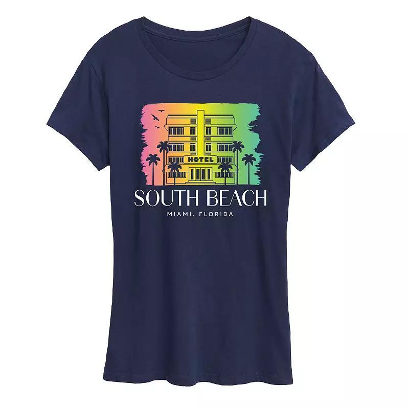 Women's South Beach Florida Graphic Tee, Size: Large, Blue Product Image