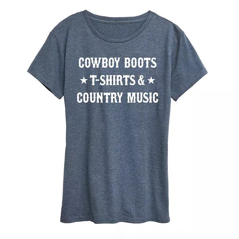 Women's Cowboy Boots And Music Graphic Tee,  Product Image
