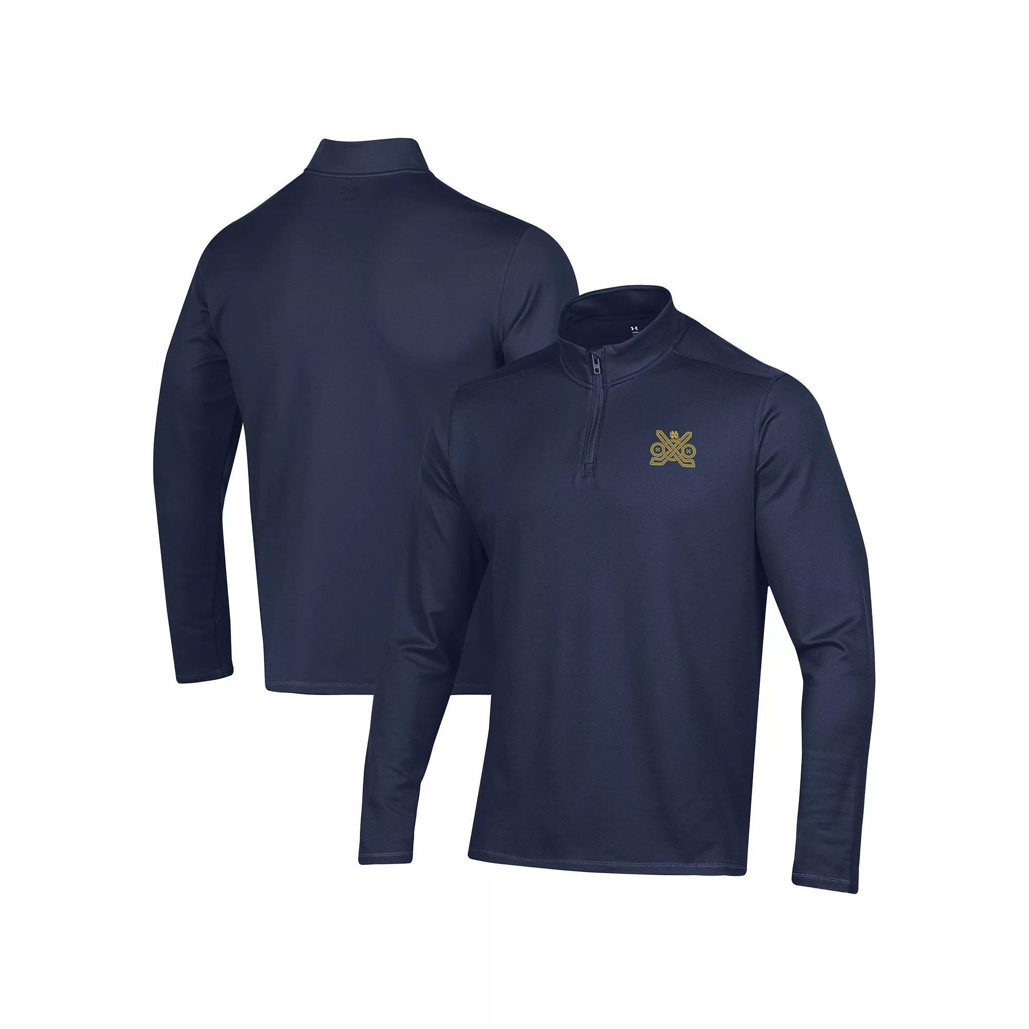 Men's Under Armour Navy Notre Dame Fighting Irish Ireland Motion Quarter-Zip Pullover Top,  Product Image