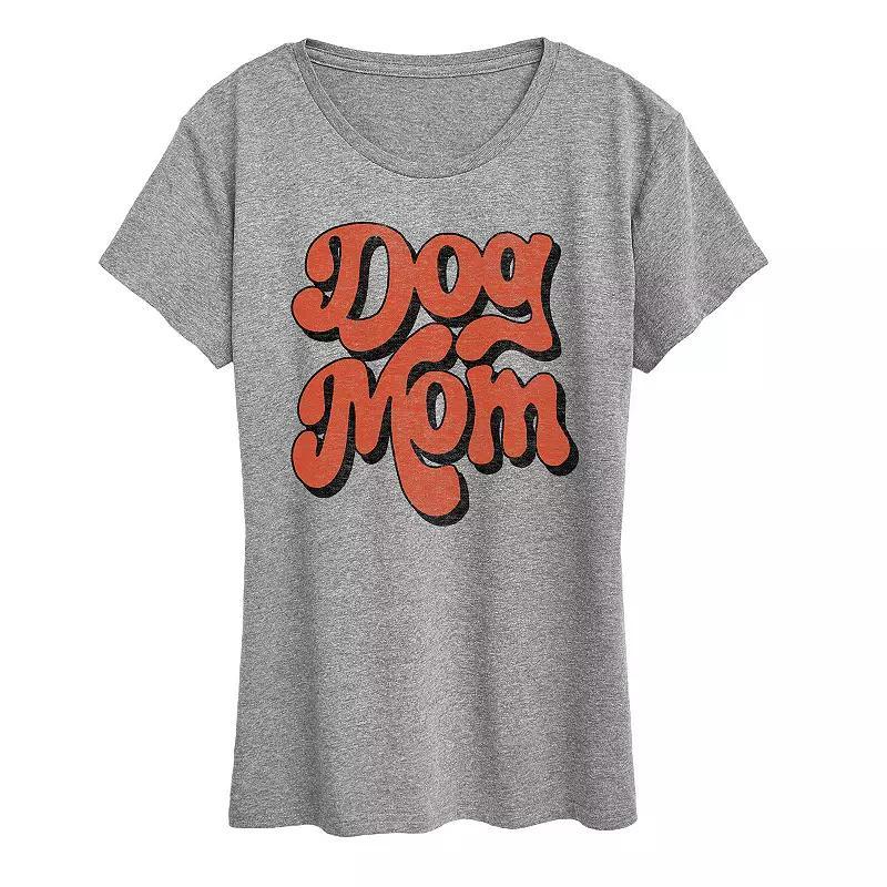 Womens Dog Mom Retro Graphic Tee, Girls Grey Gray Product Image