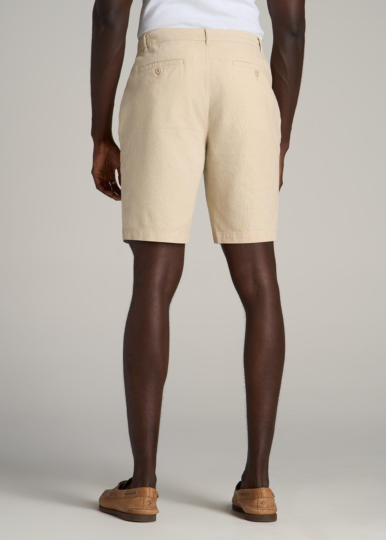 Linen Shorts For Tall Men in Burnt Orange Male Product Image