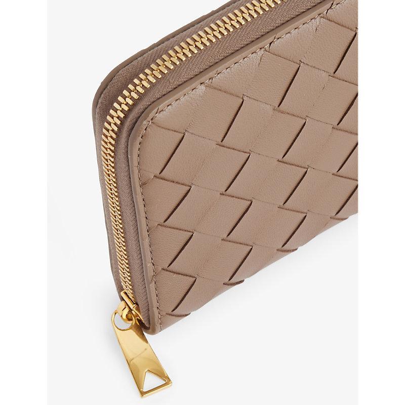 BOTTEGA VENETA Womens  Intrecciato Zip Around Leather Wallet In Pinecone-gold Product Image