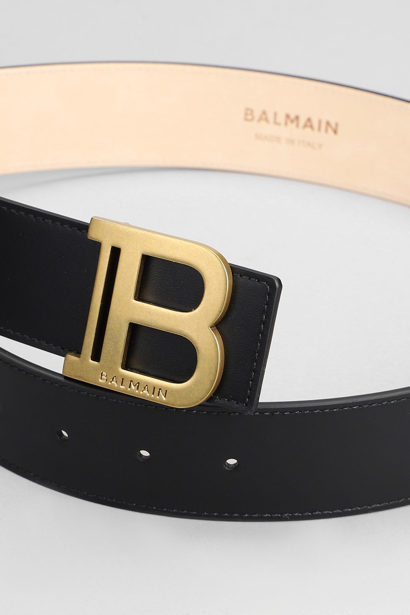 BALMAIN B Logo-buckle Leather Belt In Black Product Image