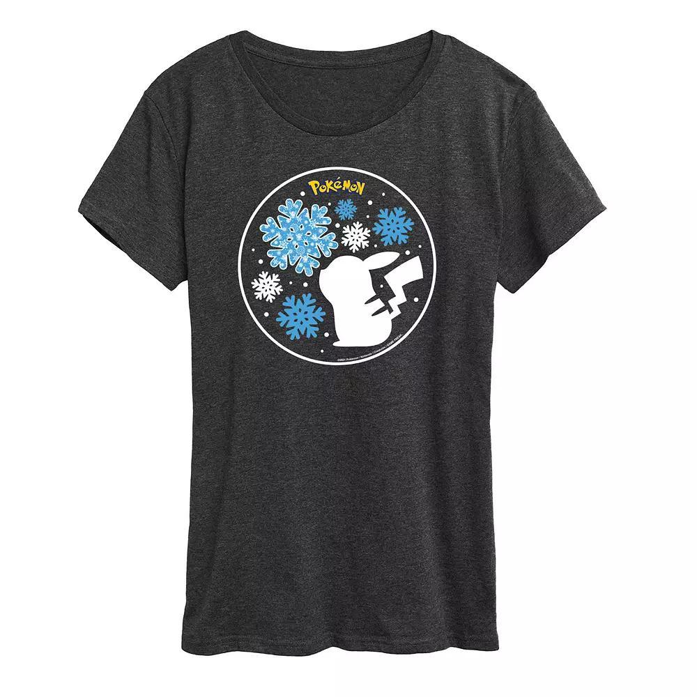 Women's Pokemon Snowflake Pikachu Tee, Size: Small, Heather Grey Product Image