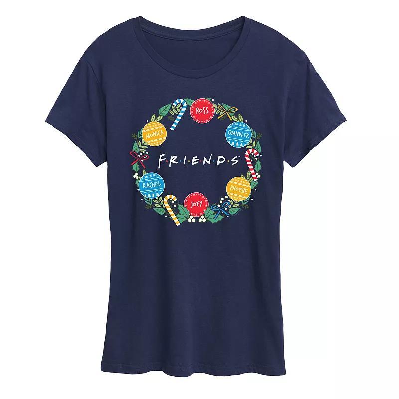 Women's Friends Christmas Wreath Graphic Tee, Girl's,  Product Image