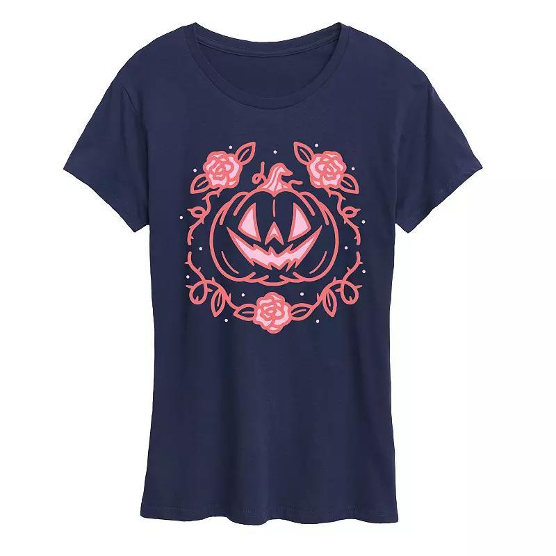 Women's Coquette Pumpkin Rose Graphic Tee, Size: XXL, Blue Product Image