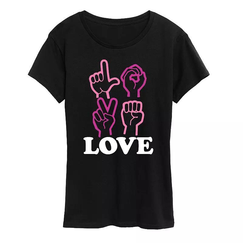 Women's Love Sign Language Graphic Tee,  Product Image