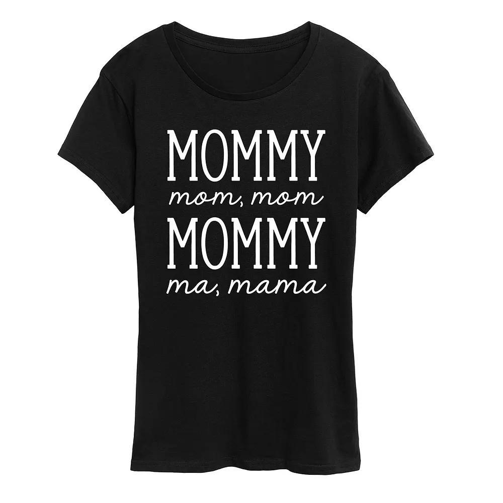 Women's Mom Repeat Graphic Tee, Girl's, Size: XXL, Black Product Image