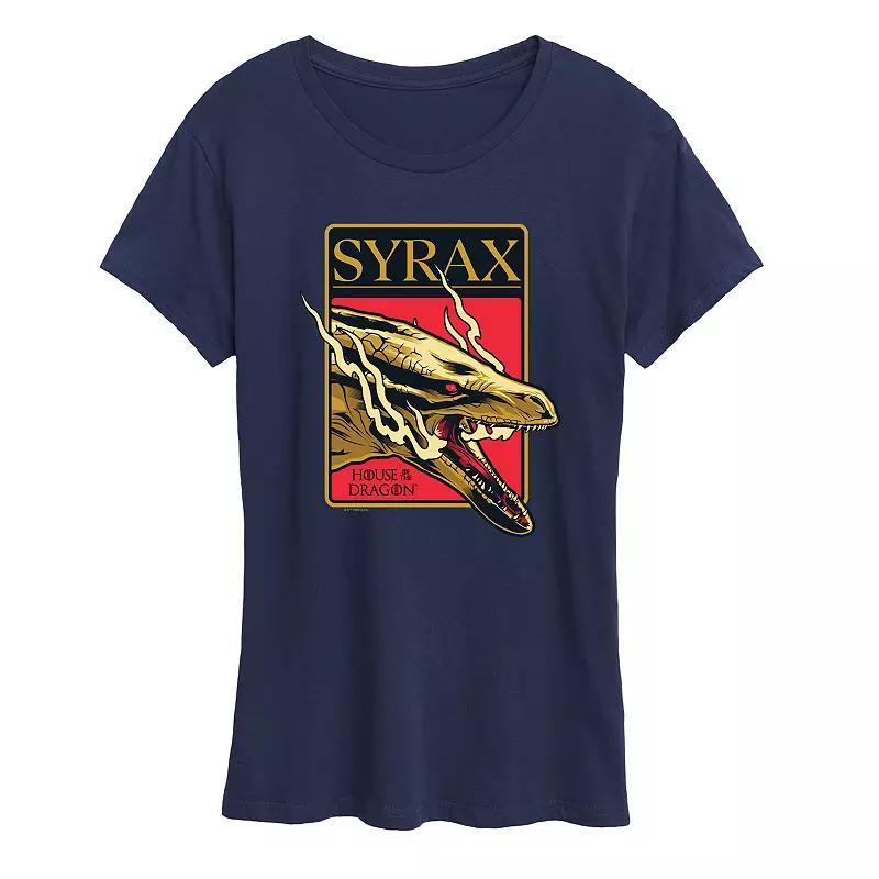 Women's House of the Dragon Syrax Badge Graphic Tee, Size: XXL, Grey Blue Product Image