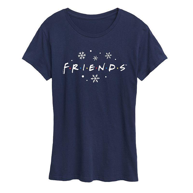 Women's Friends Logo Snowflakes Graphic Tee, Girl's, Size: Large, Blue Product Image