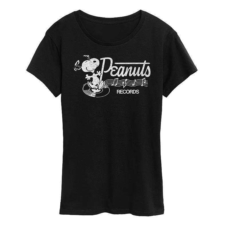 Women's Peanuts Snoopy Records Graphic Tee, Size: Medium, Black Product Image