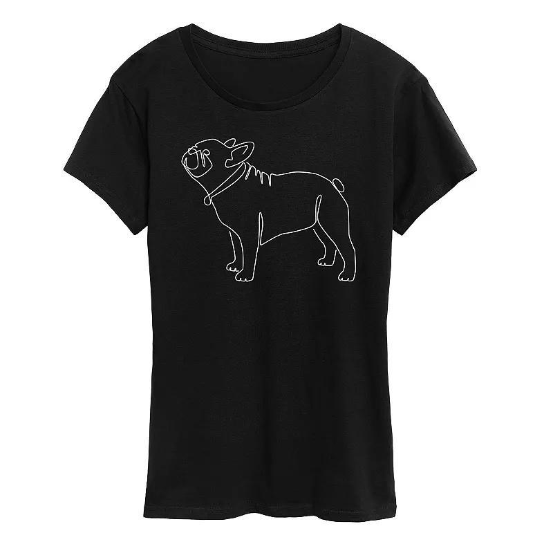 Women's Contour Line French Bulldog Graphic Tee, Size: XL, Black Product Image