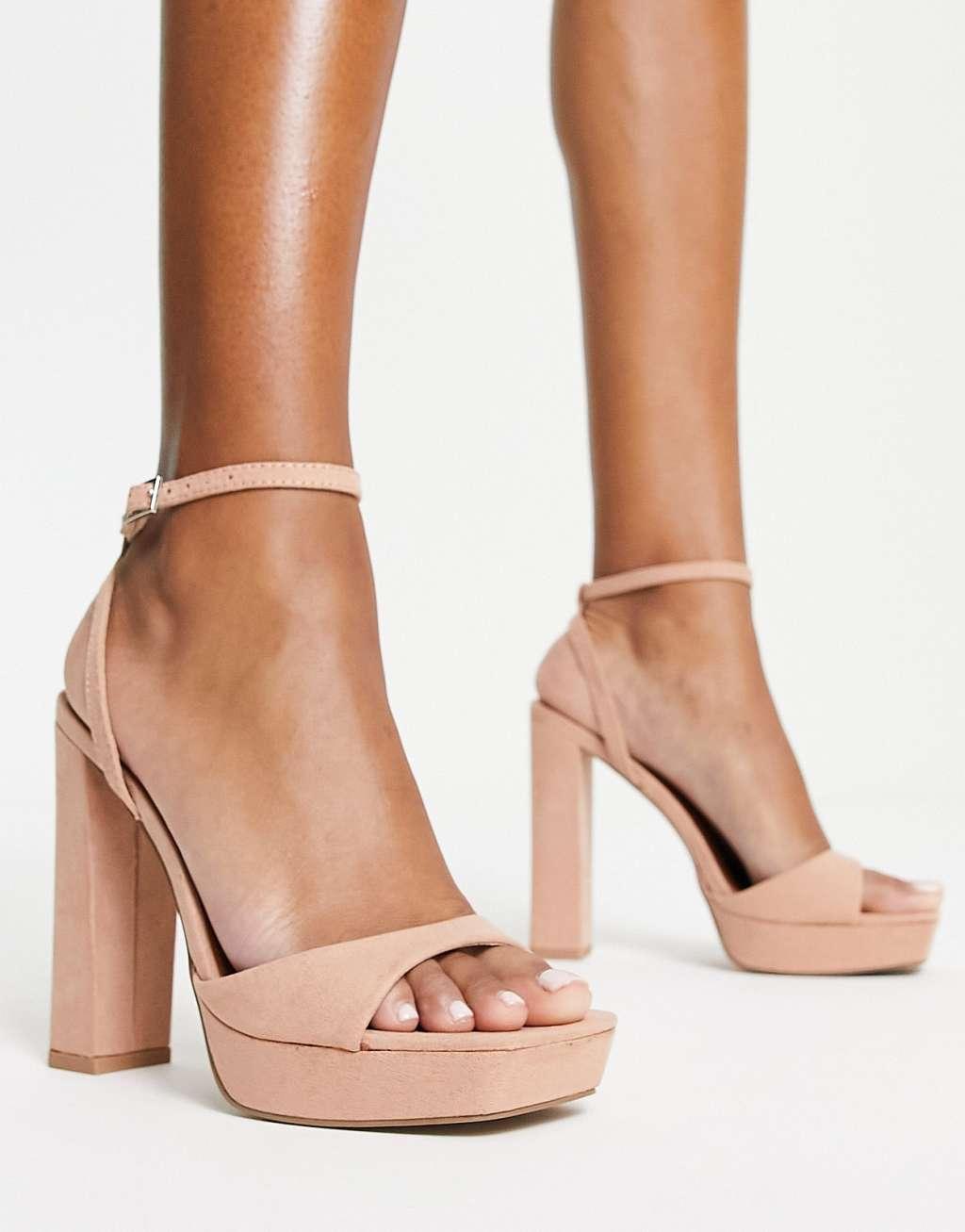 ASOS DESIGN Noun platform barely there block heel sandals Product Image