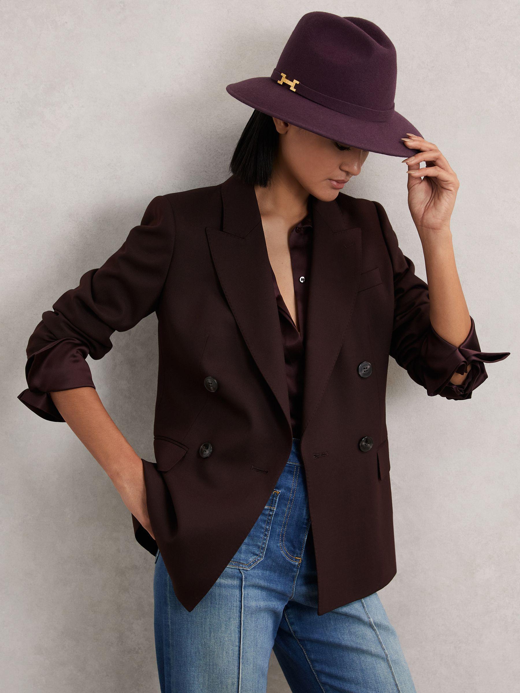 Wool Fedora Hat in Burgundy Product Image