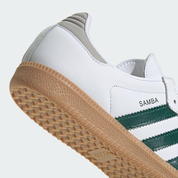 Womens adidas Samba OG Athletic Shoe - Cloud White / Collegiate Green / Grey Two Product Image