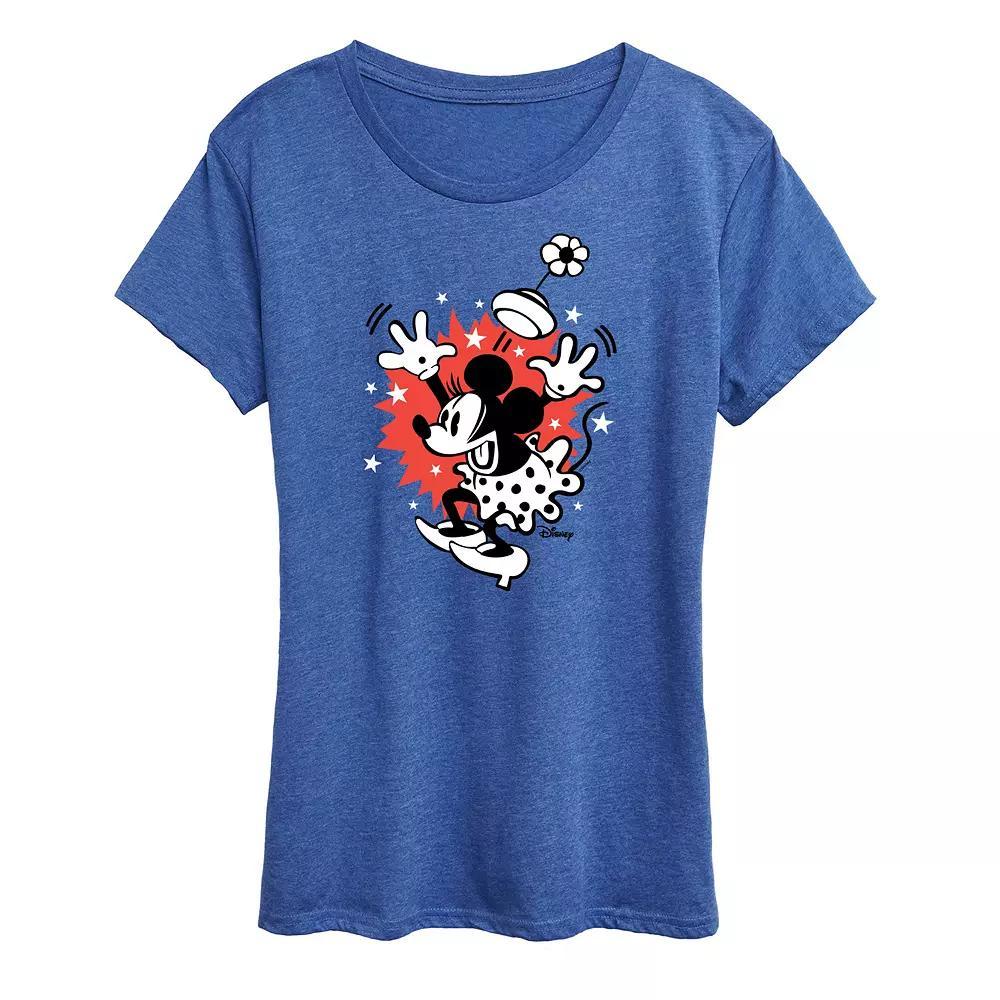 Disney's Minnie Mouse Surprise Graphic Tee, Women's, Size: XXL, Grey Royal Blue Product Image