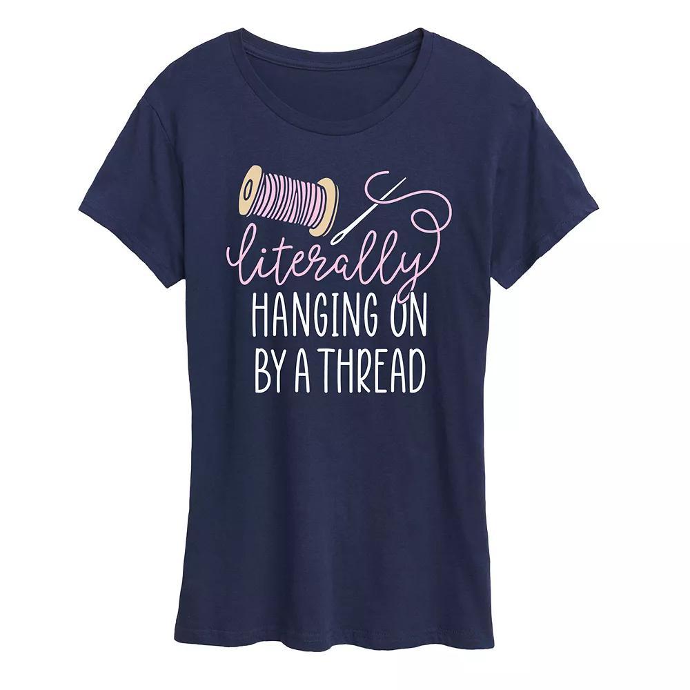 Women's Hanging On By A Thread Graphic Tee, Size: XL, Blue Product Image