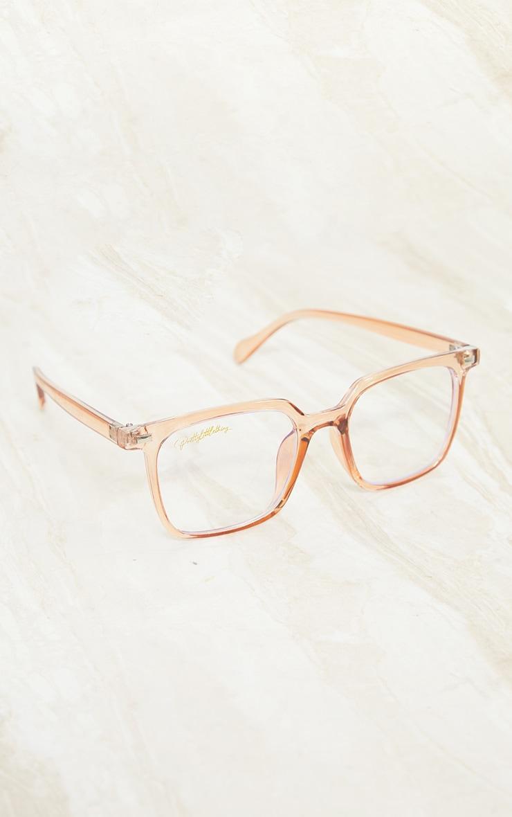 PRETTYLITTLETHING Peach Square Frame Blue Light Readers Product Image