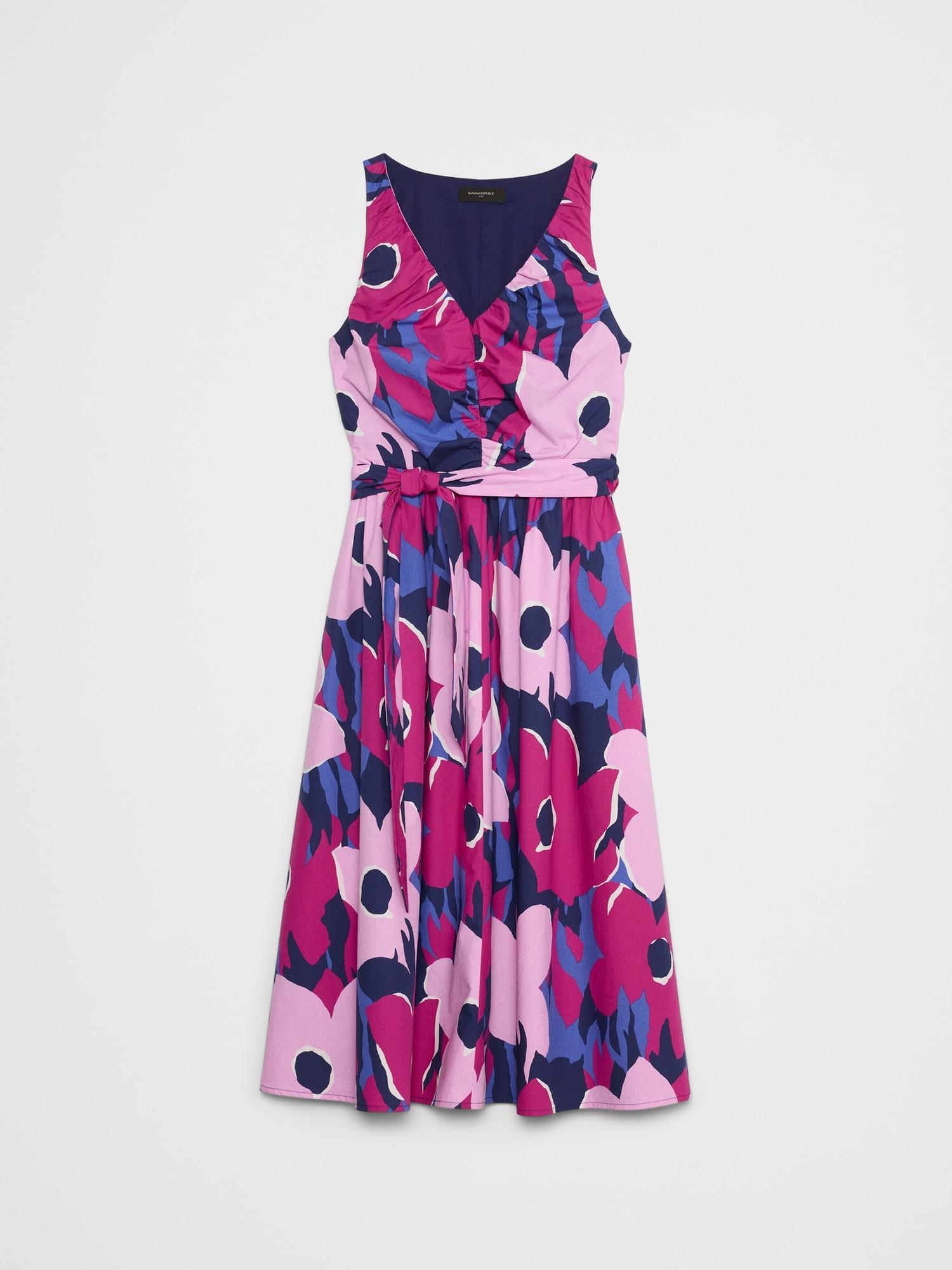Poplin Shirred Midi Dress Product Image