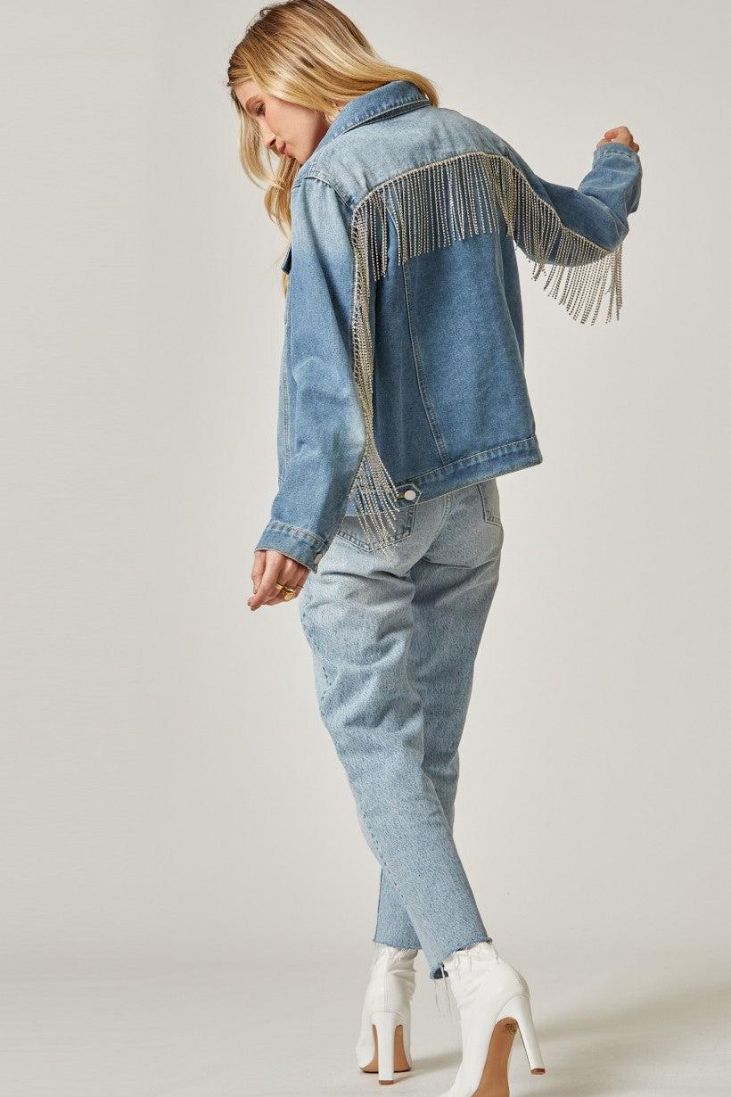 19902   Vivian Rhinestone Fringe Jacket Product Image