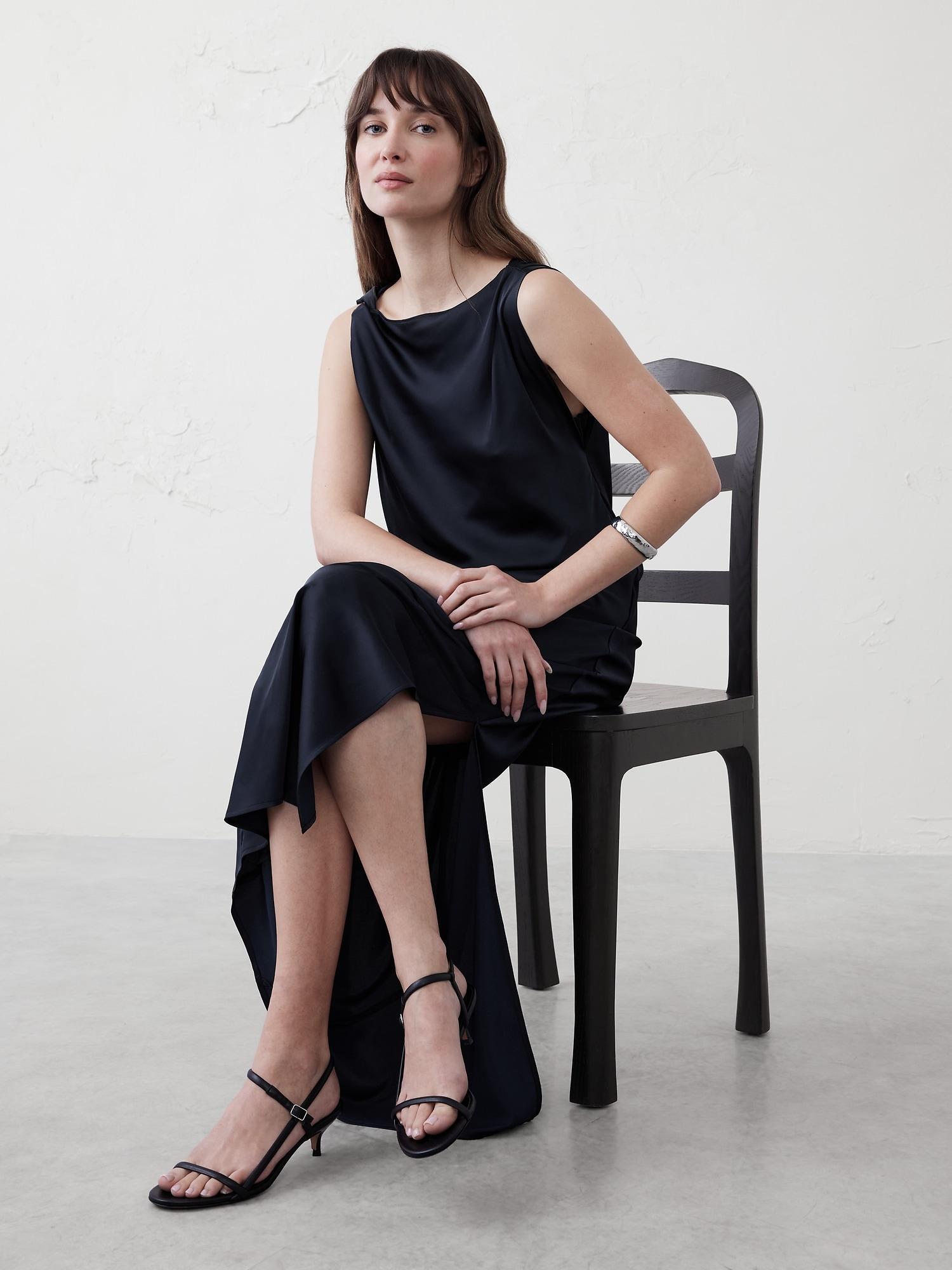 Satin Twist Shoulder Maxi Dress Product Image