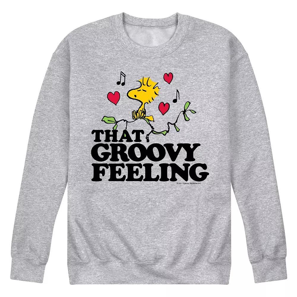 Men's Peanuts Groovy Feeling Sweatshirt, Size: Small, Gray Product Image