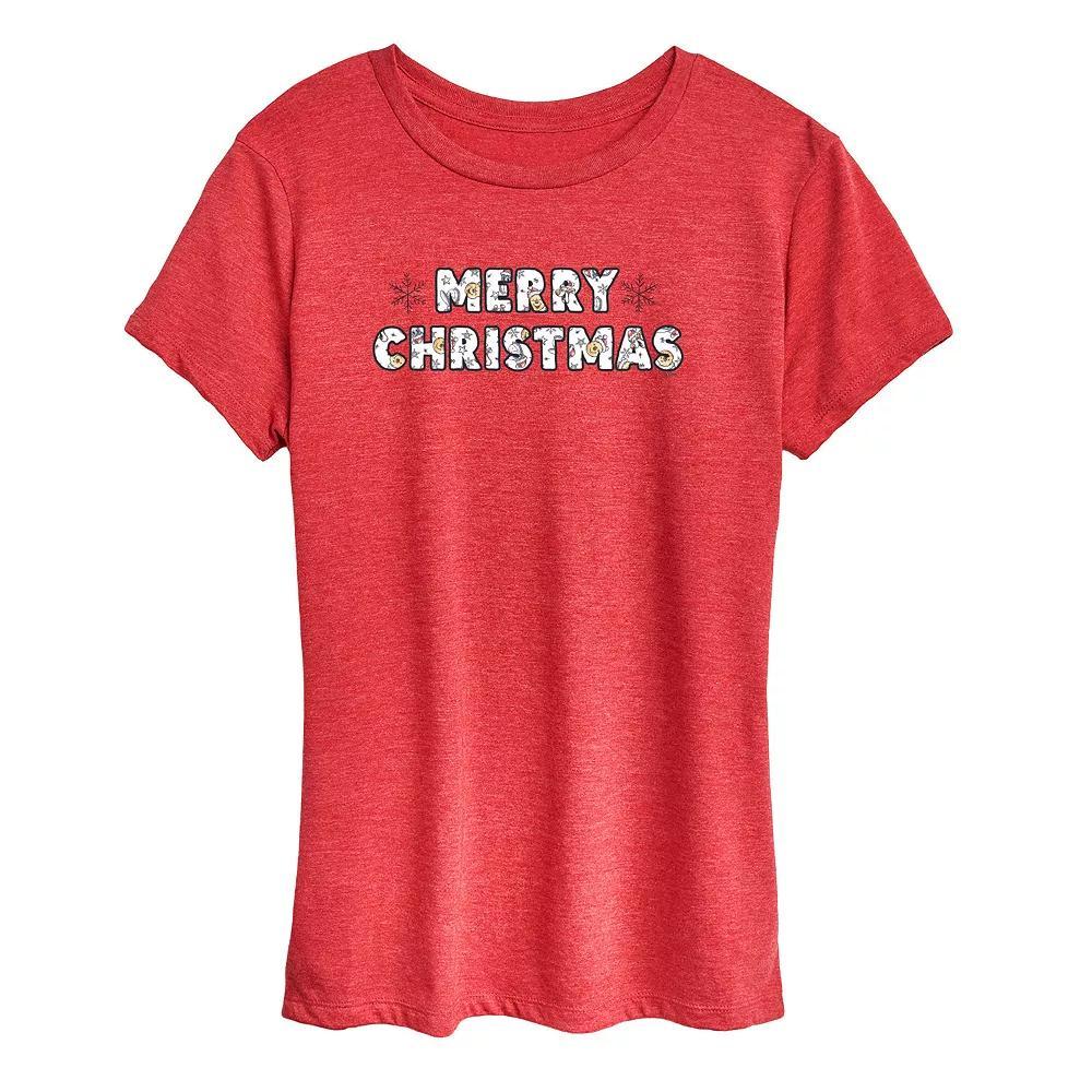 Disney's Winnie The Pooh Women's Merry Christmas Graphic Tee, Girl's, Size: XL, Grey Red Product Image