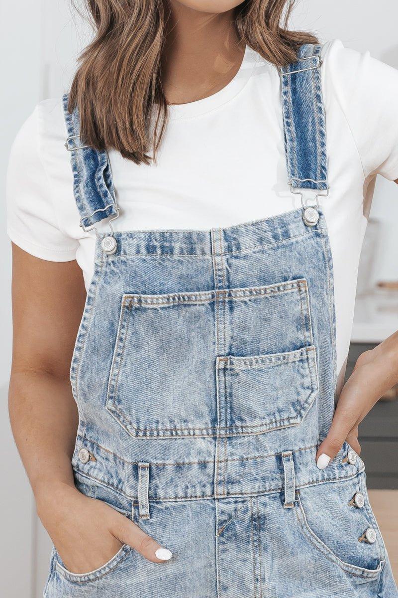 Free People Light Wash Ziggy Shortalls Product Image