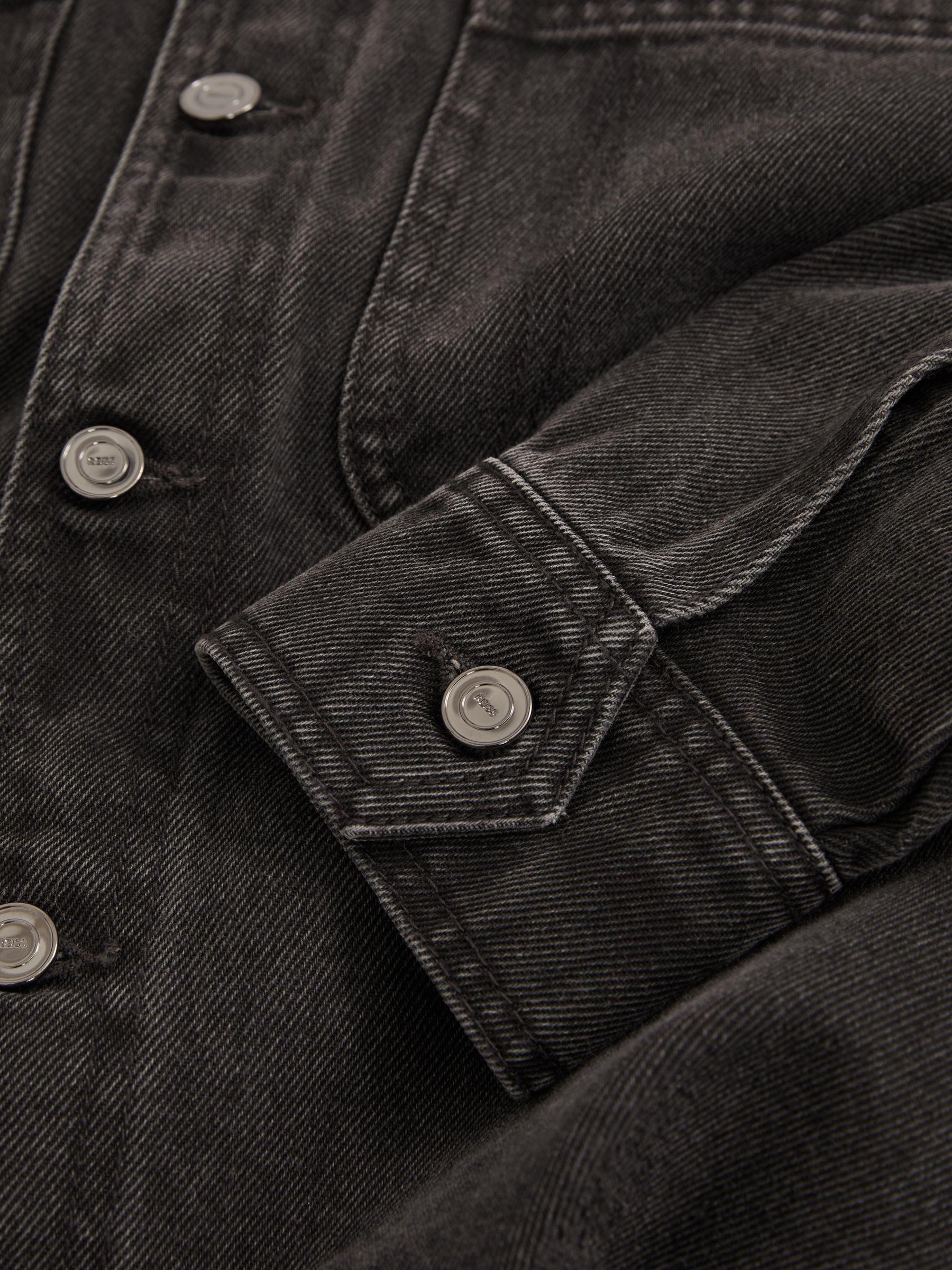 Cotton-Denim Button-Through Overshirt in Washed Black Product Image