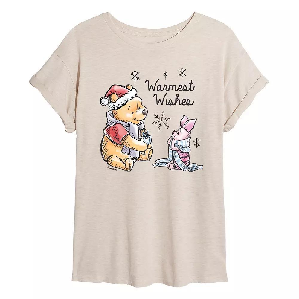 Disney's Winnie The Pooh Women's Warmest Wishes Tee, Size: Small, Beige Product Image