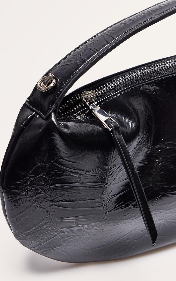 Black PU Curved Slouch Shoulder Bag Product Image