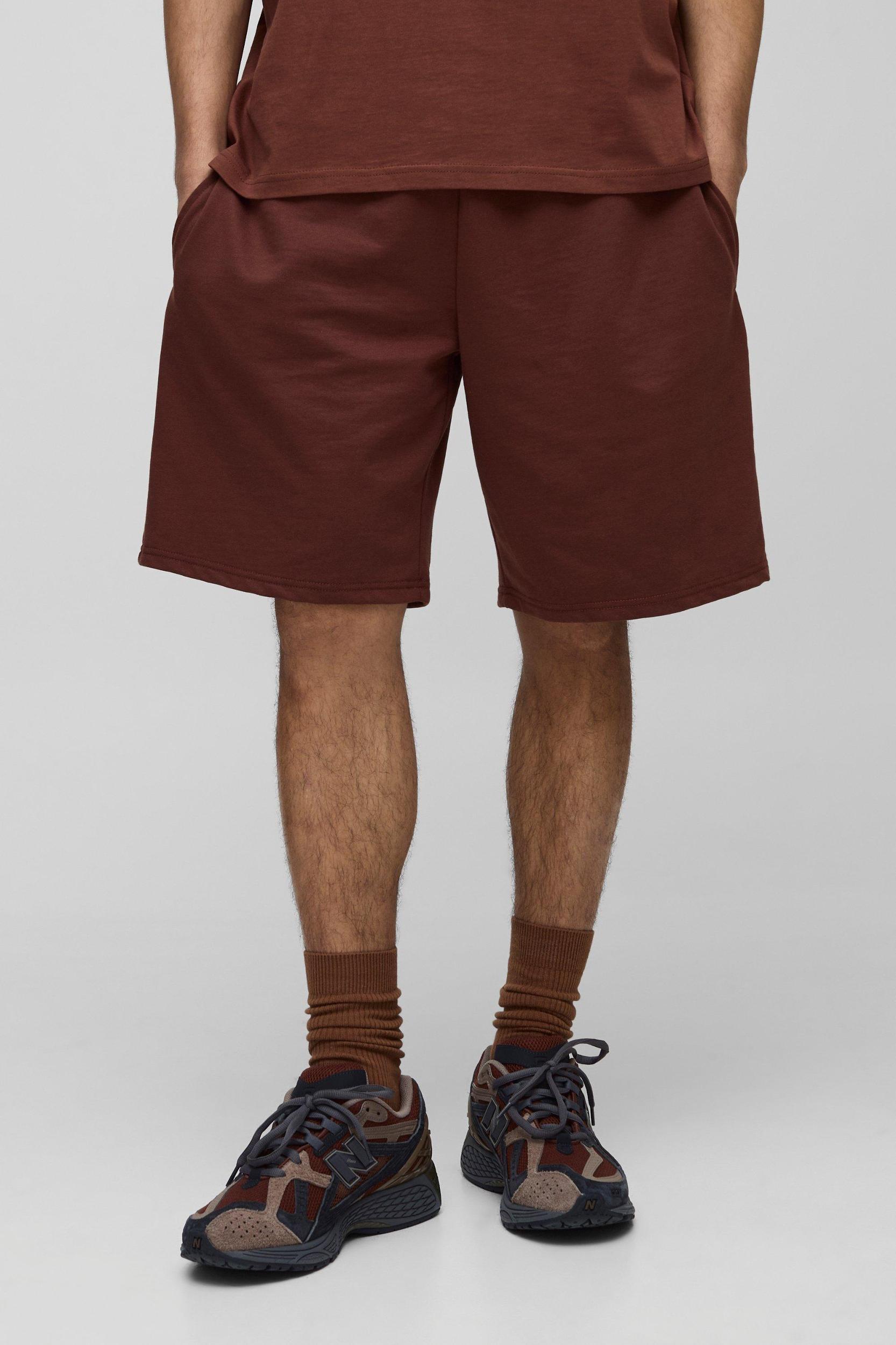 260GSM Loopback Basic Oversized Mid Length Short | boohooMAN USA Product Image