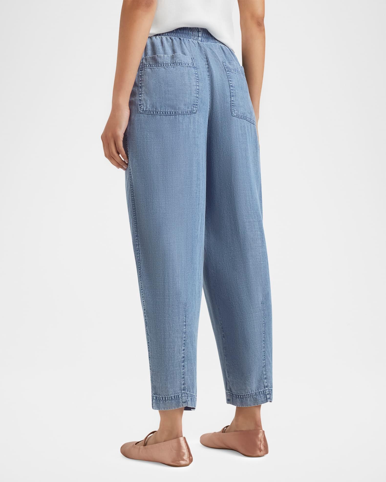 Ryan Indigo Drawstring Barrel-Leg Pants Product Image