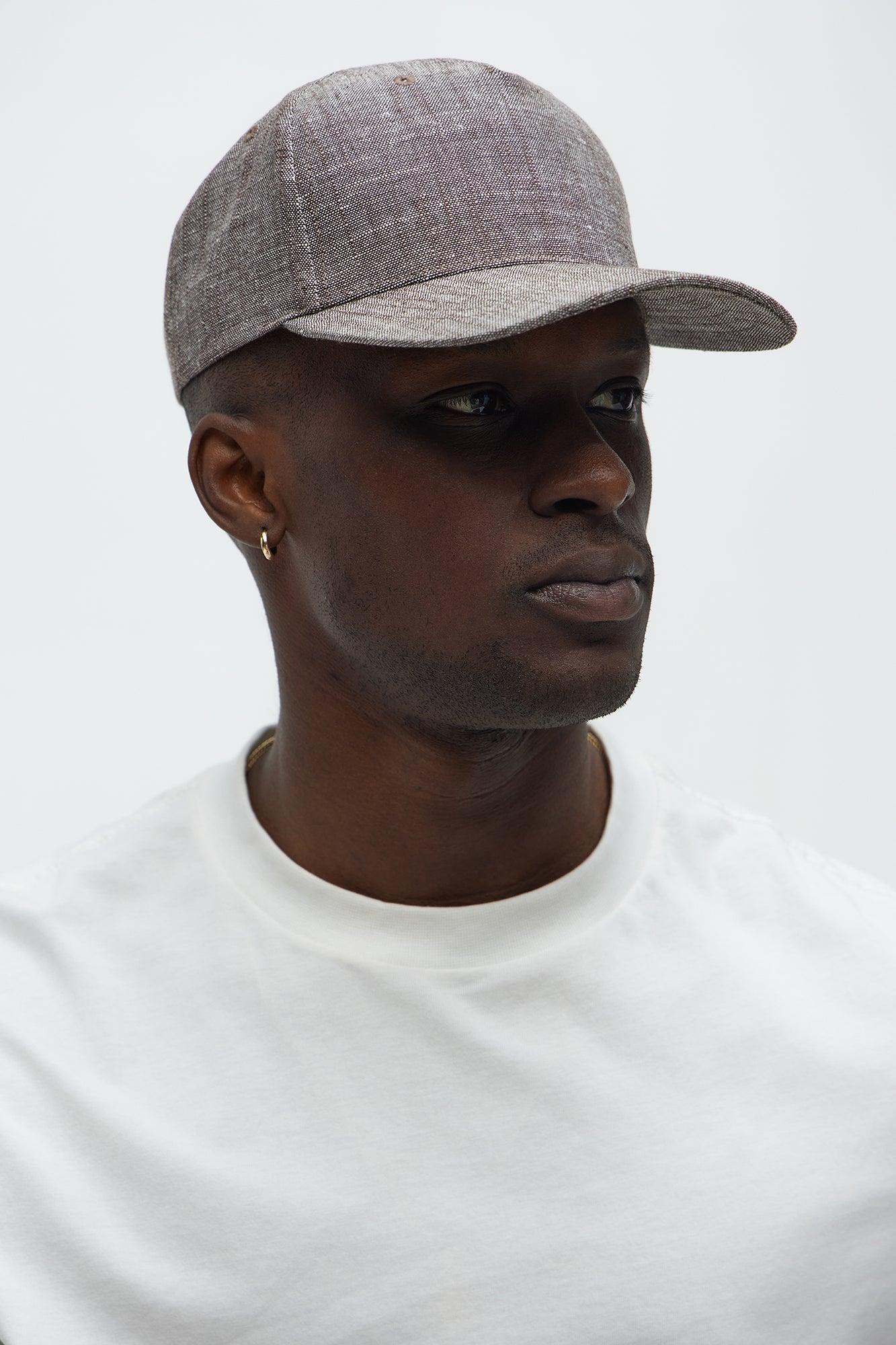 Textured Linen Snapback Hat - Brown Product Image