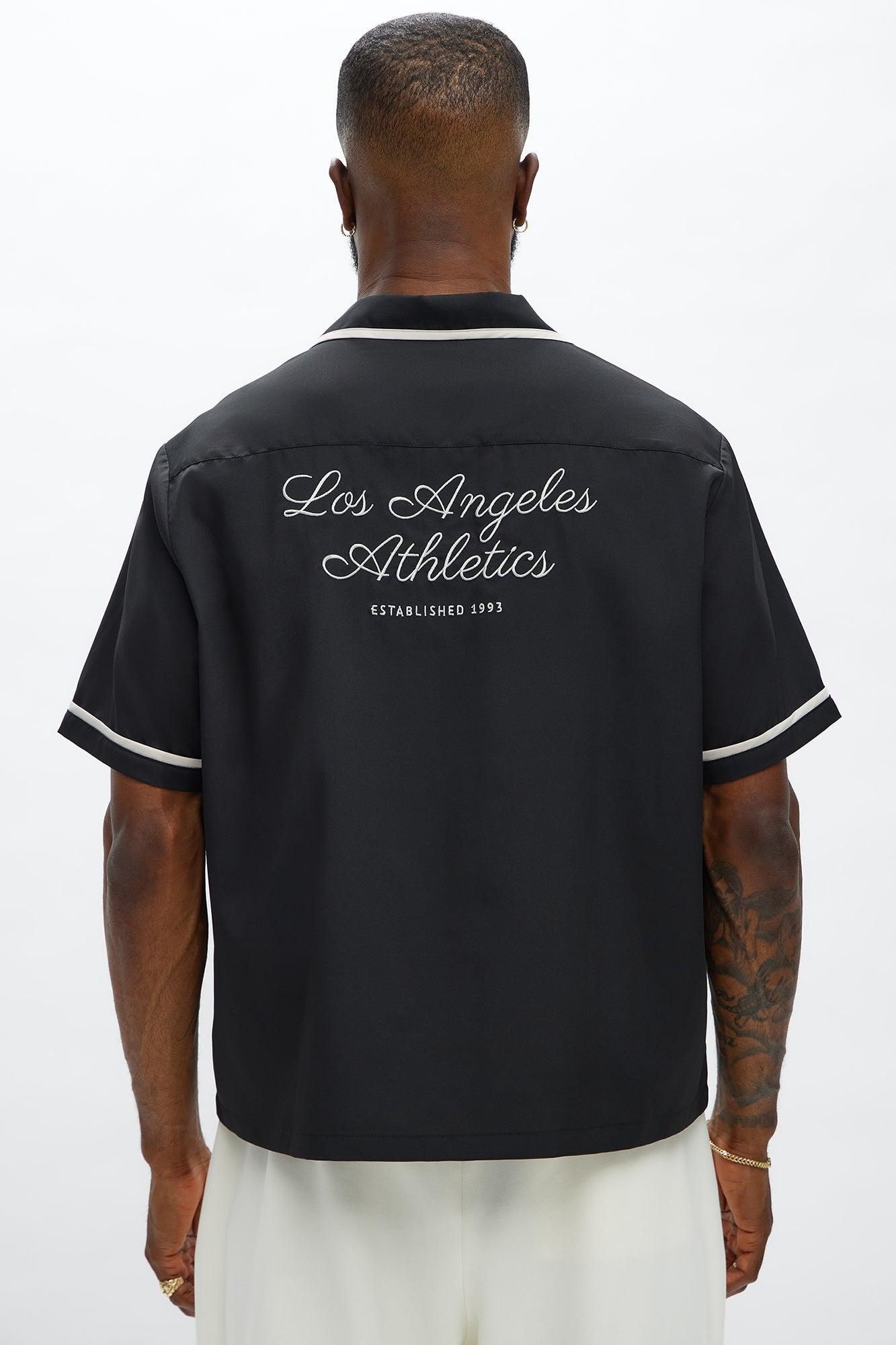 Regular Fit LA Athletics Button Up Shirt - Black Product Image