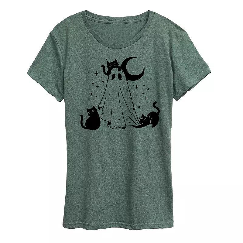 Women's Ghost and Cats Graphic Tee, Size: Small, Beige Product Image