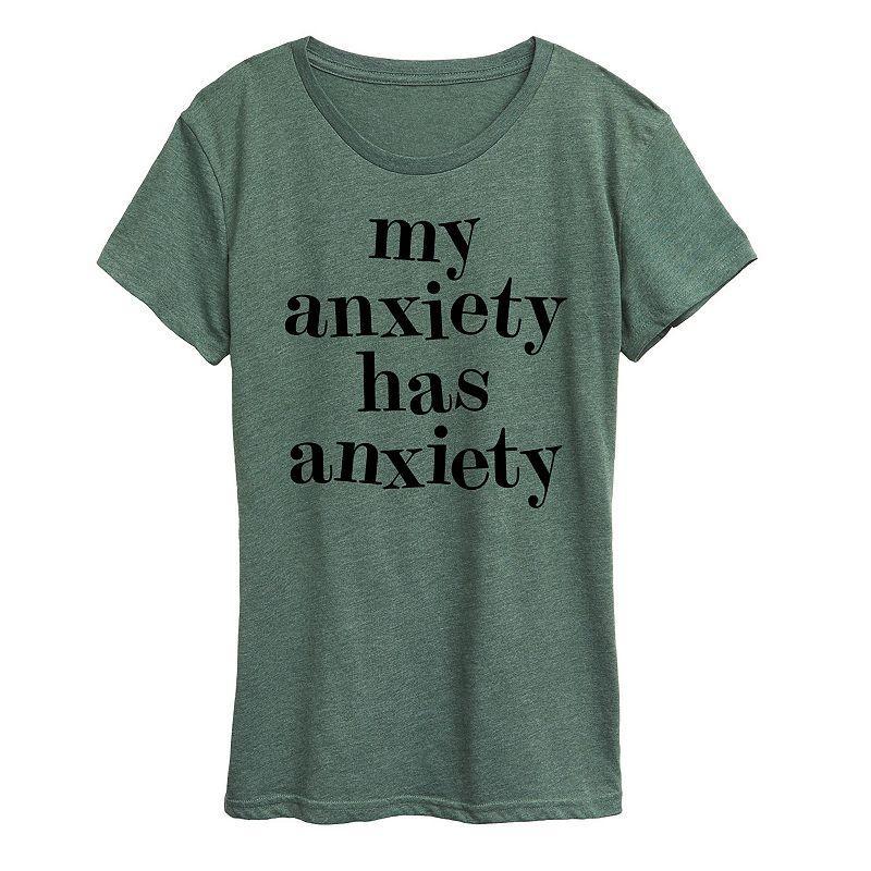 Women's My Anxiety Has Anxiety Graphic Tee, Size: Small, Grey Green Product Image