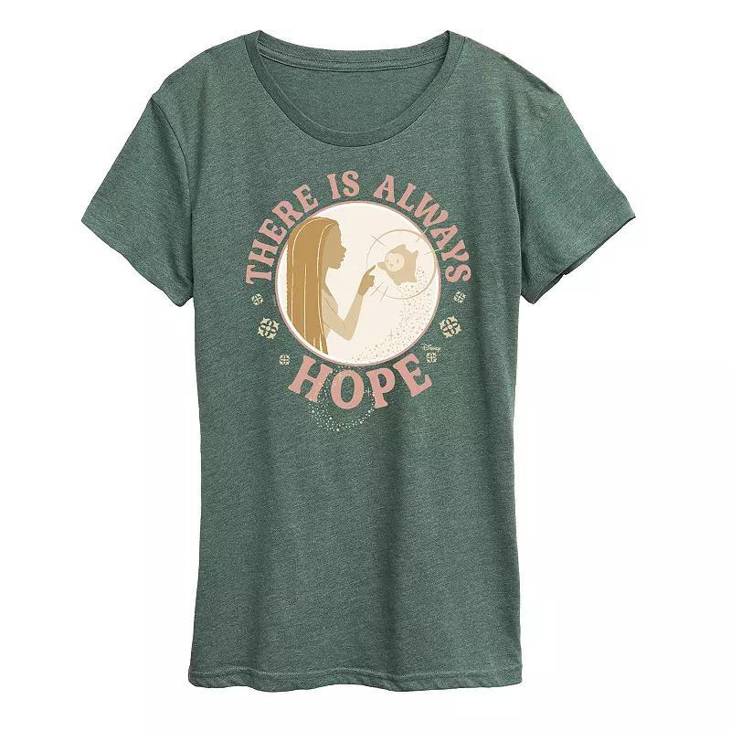 Disney's Wish Asha and Star Women's There Is Always Hope Graphic Tee, Girl's, Size: Large, Grey Green Product Image