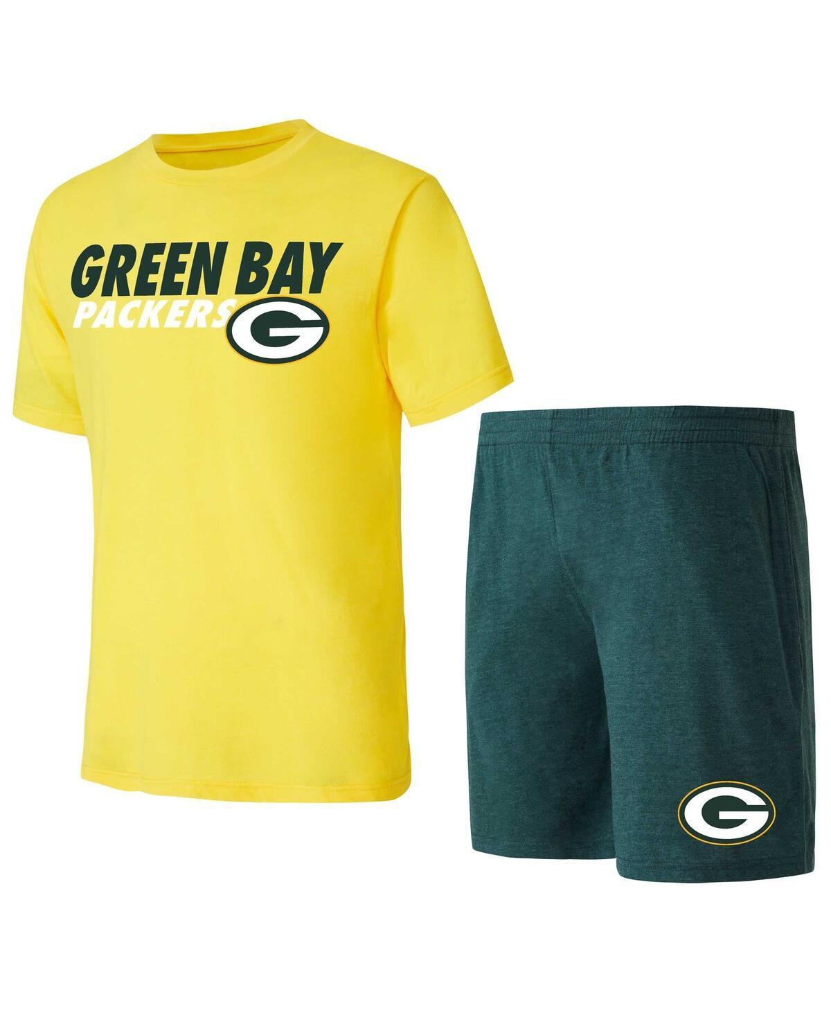 Mens Concepts Sport /Gold Bay Packers Meter T-Shirt & Shorts Sleep Set Product Image