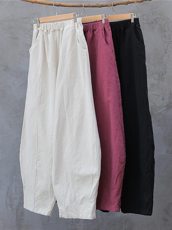Simple High Waisted Solid Color Wide Leg Pants Product Image