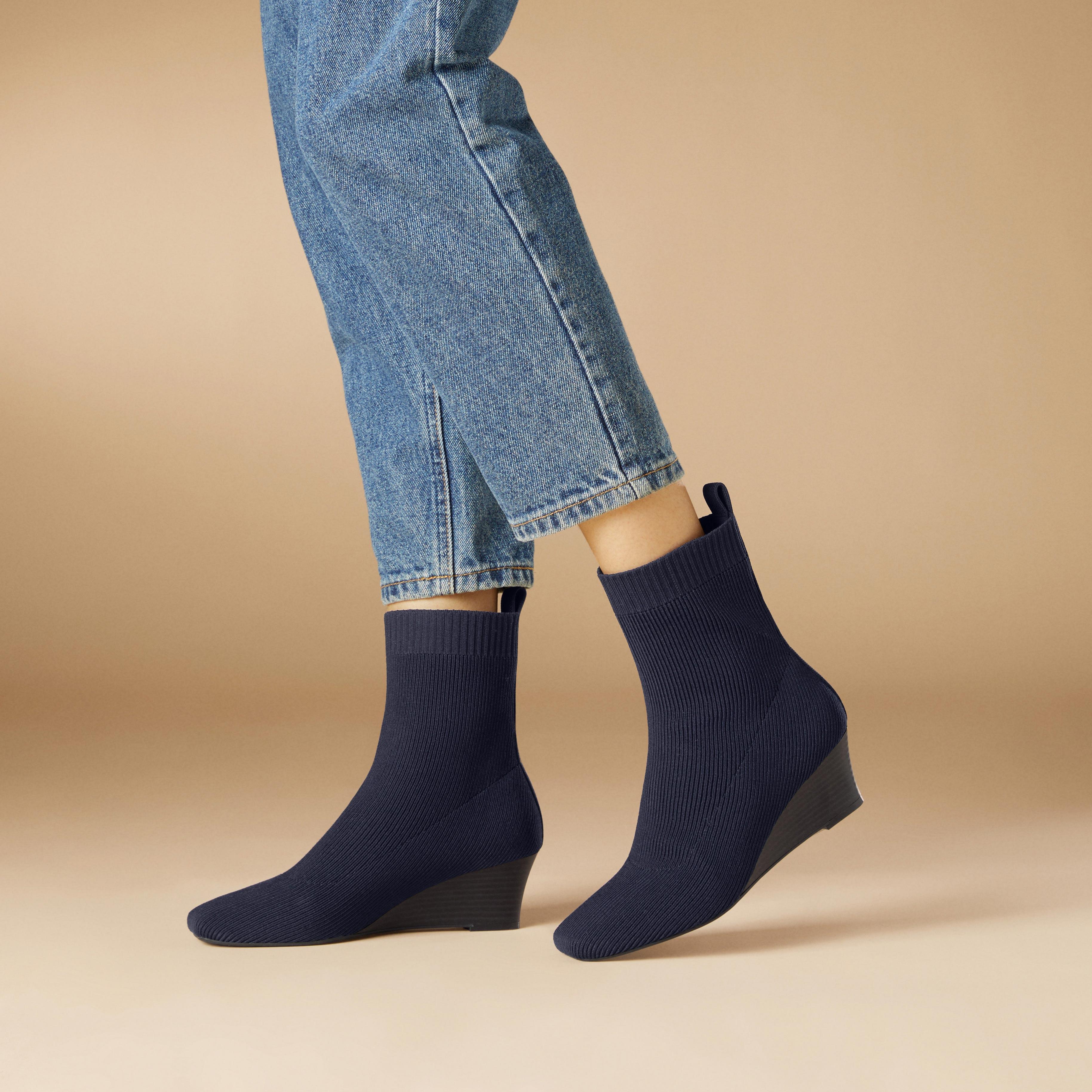 Square-Toe Water-Repellent Boots (Margot Wedge Bootie) Product Image